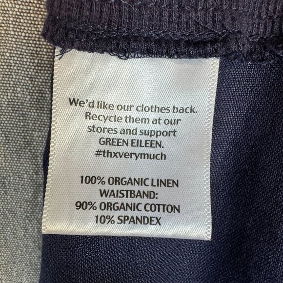 Eileen Fisher 100% Organic Linen Drawstring Waistband Wide Crop Leg Pant Size XL - Picture 7 of 8